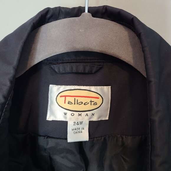 Talbots Coat Womens Sz 24W Nylon Lined Button Front Trench Rain Jacket Black - Picture 4 of 8